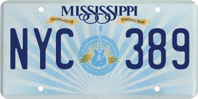 MS license plate NYC389