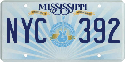 MS license plate NYC392