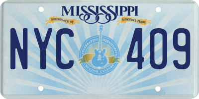 MS license plate NYC409