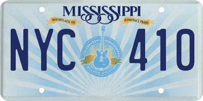 MS license plate NYC410