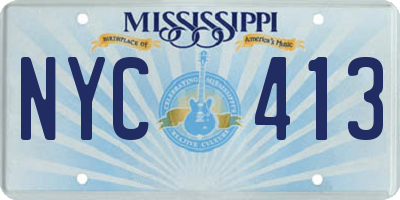 MS license plate NYC413