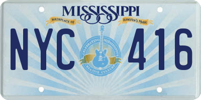 MS license plate NYC416
