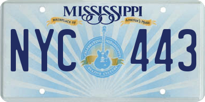 MS license plate NYC443