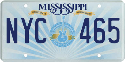 MS license plate NYC465