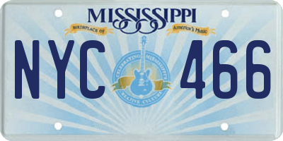 MS license plate NYC466