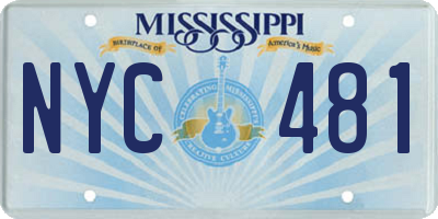 MS license plate NYC481