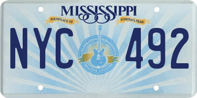 MS license plate NYC492