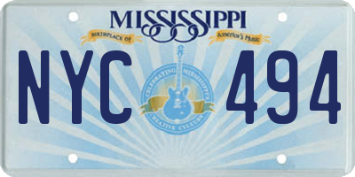 MS license plate NYC494