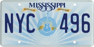 MS license plate NYC496