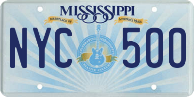 MS license plate NYC500