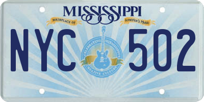 MS license plate NYC502