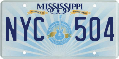 MS license plate NYC504