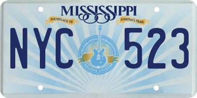 MS license plate NYC523
