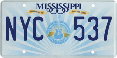 MS license plate NYC537