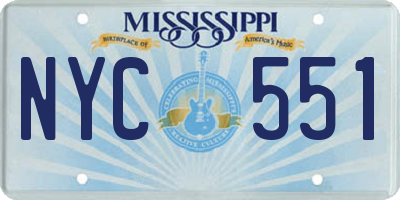 MS license plate NYC551