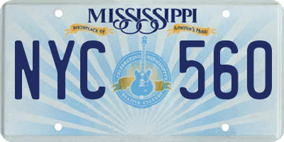 MS license plate NYC560