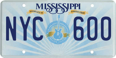 MS license plate NYC600