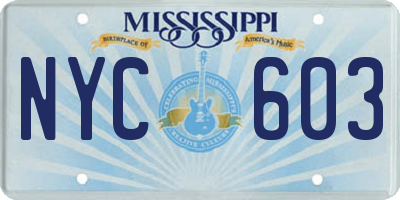 MS license plate NYC603