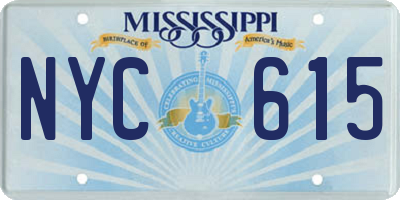 MS license plate NYC615