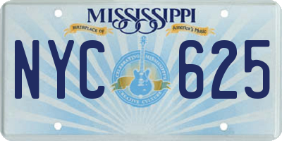 MS license plate NYC625