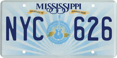 MS license plate NYC626