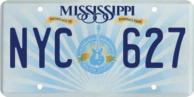 MS license plate NYC627