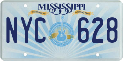 MS license plate NYC628