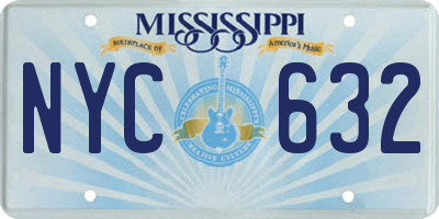 MS license plate NYC632
