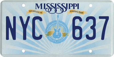 MS license plate NYC637