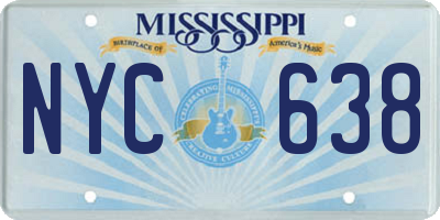 MS license plate NYC638