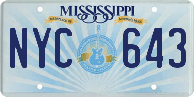 MS license plate NYC643