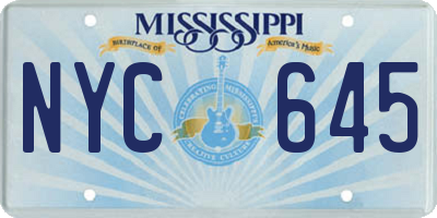 MS license plate NYC645