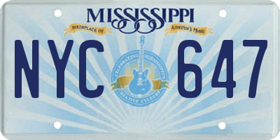 MS license plate NYC647