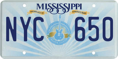MS license plate NYC650