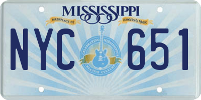 MS license plate NYC651