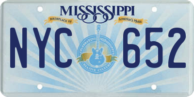 MS license plate NYC652