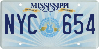 MS license plate NYC654