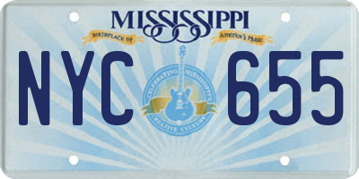 MS license plate NYC655