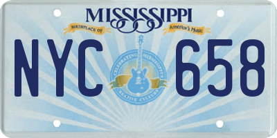 MS license plate NYC658