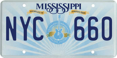 MS license plate NYC660