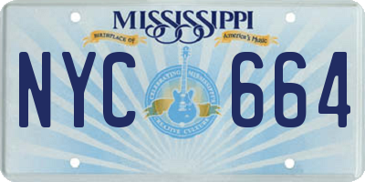 MS license plate NYC664