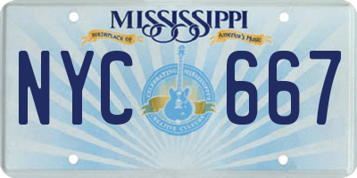 MS license plate NYC667