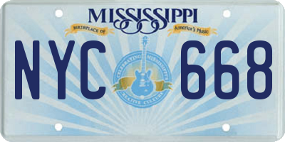 MS license plate NYC668