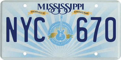 MS license plate NYC670