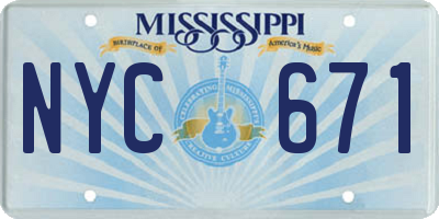 MS license plate NYC671