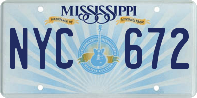 MS license plate NYC672