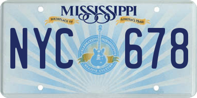MS license plate NYC678