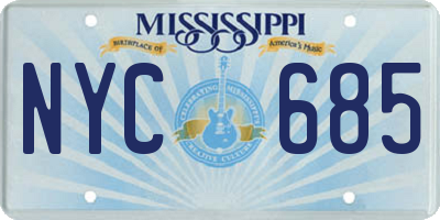MS license plate NYC685