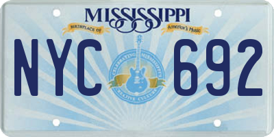MS license plate NYC692