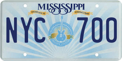 MS license plate NYC700